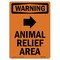 Signmission Safety Sign, OSHA WARNING, 5" Height, Animal Relief Area, Portrait, D-35-V-12966 OS-WS-D-35-V-12966 - alternate 1